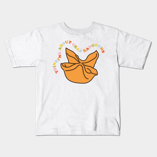 Thinking About Crab Rangoons Kids T-Shirt by Moon Ink Design